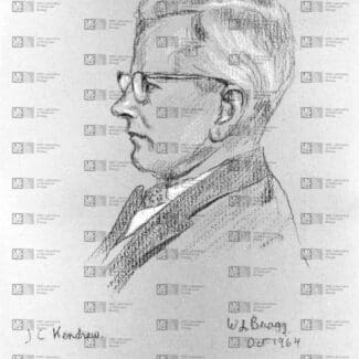 John Kendrew drawing with LMB logo watermark