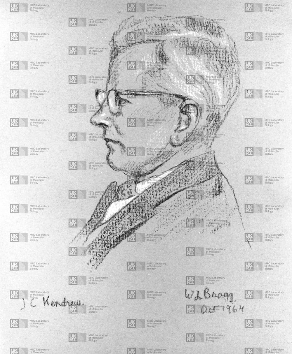 John Kendrew drawing with LMB logo watermark