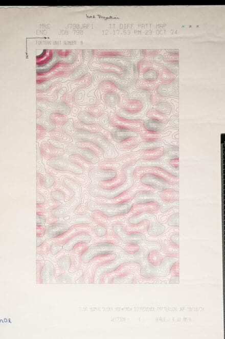 Page with patterns in red and black ink