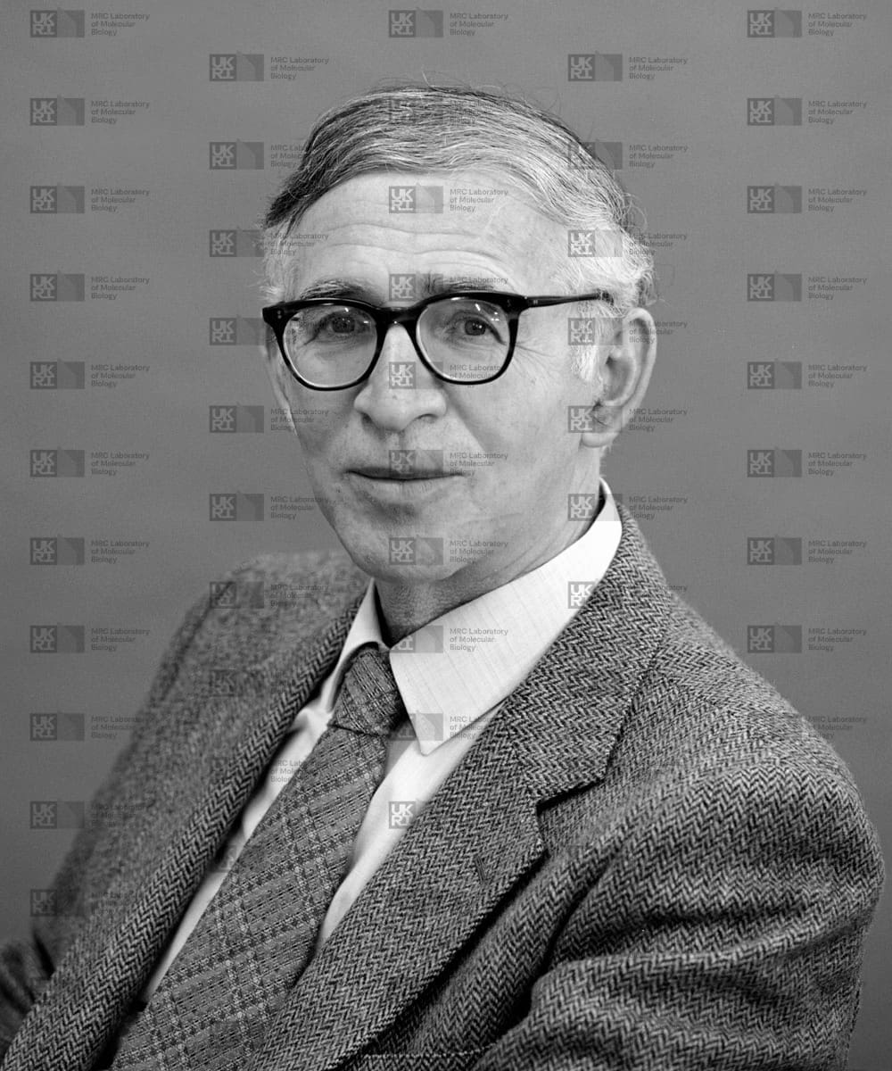 Aaron Klug with LMB logo watermark overlay.