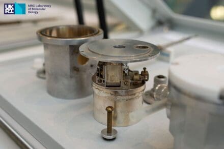 Two silver-coloured cylindrical scientific instruments