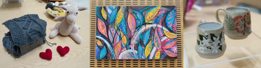 pottery, painting, knitting montage