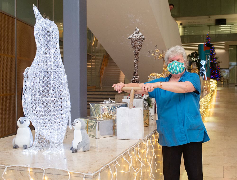 Fred Chapman switches the LMB Christmas lights on