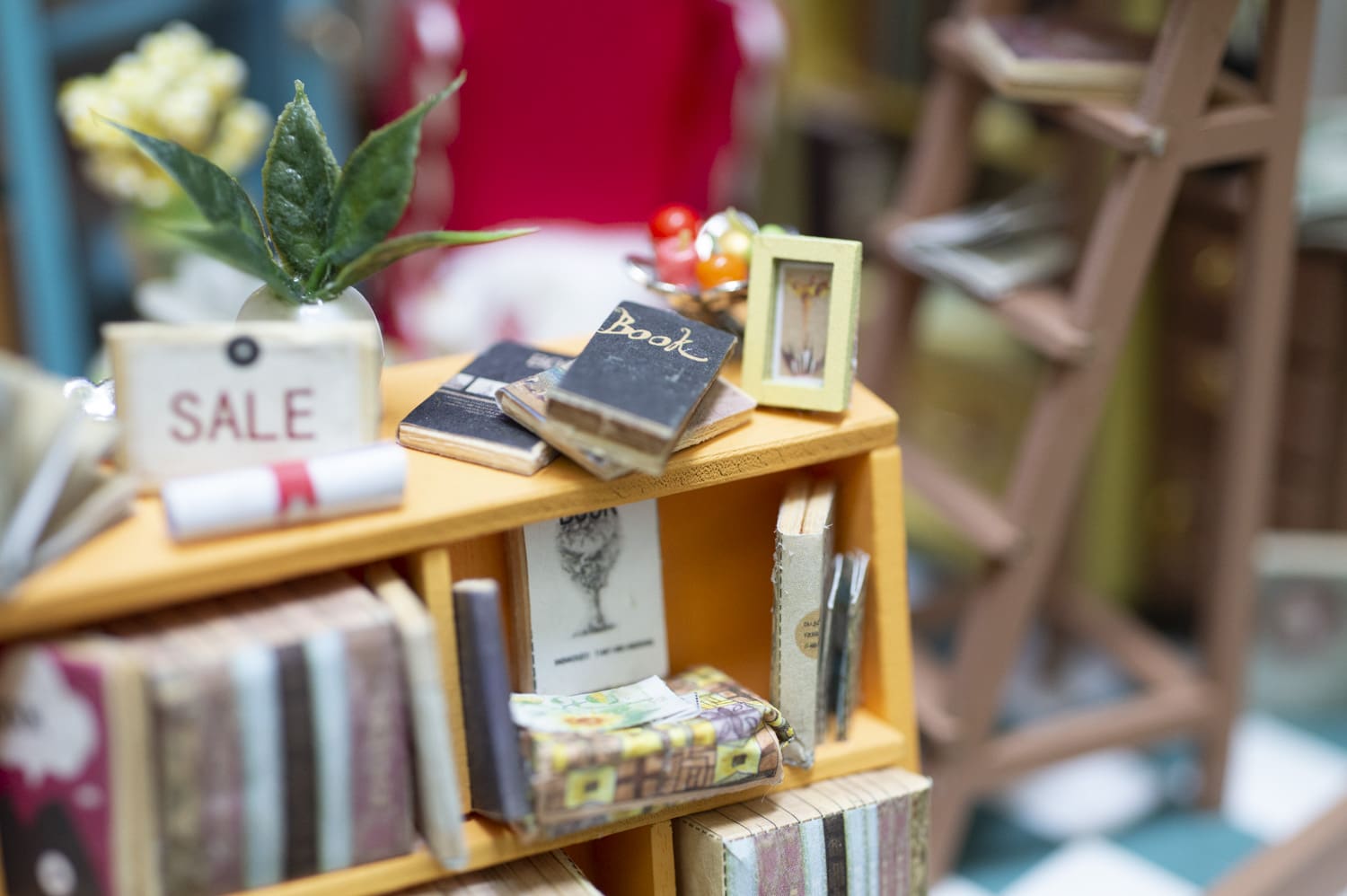 Detail of a book shop model