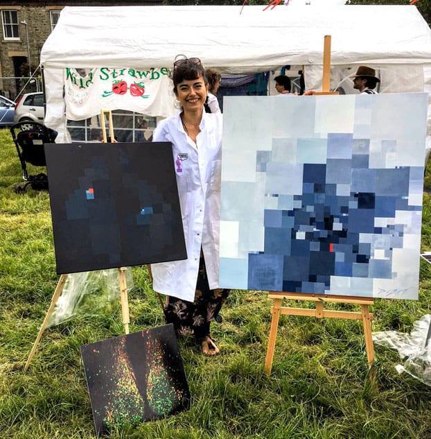 Dilek Özgit with her works of art. Image courtesy of Nicola Smyllie.