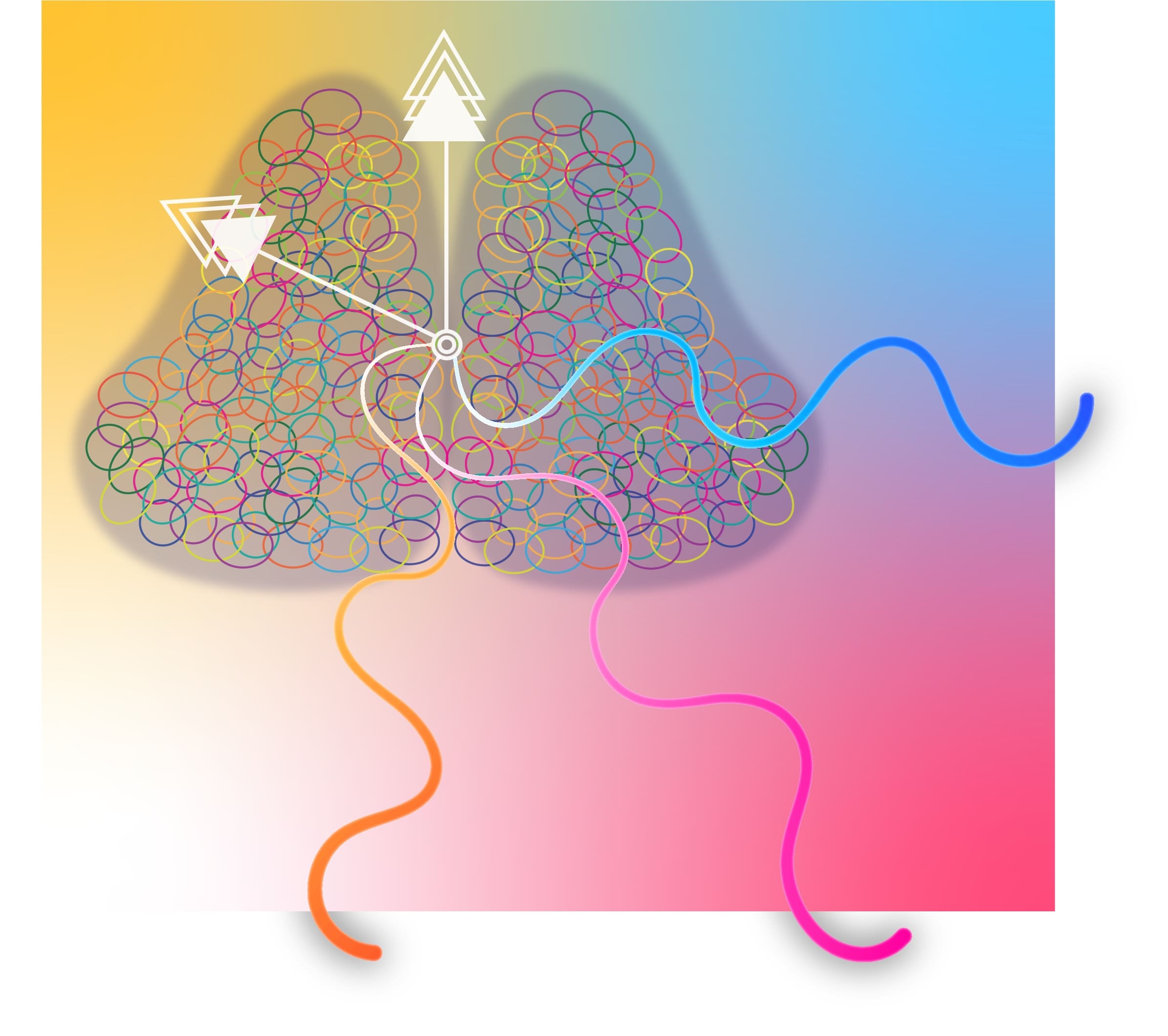 Artistic drawing of the brain with clock handles