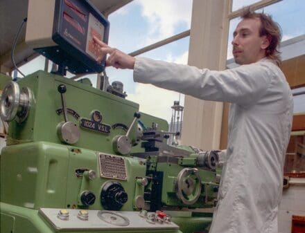 Steve with the centre lathe in the 1980s